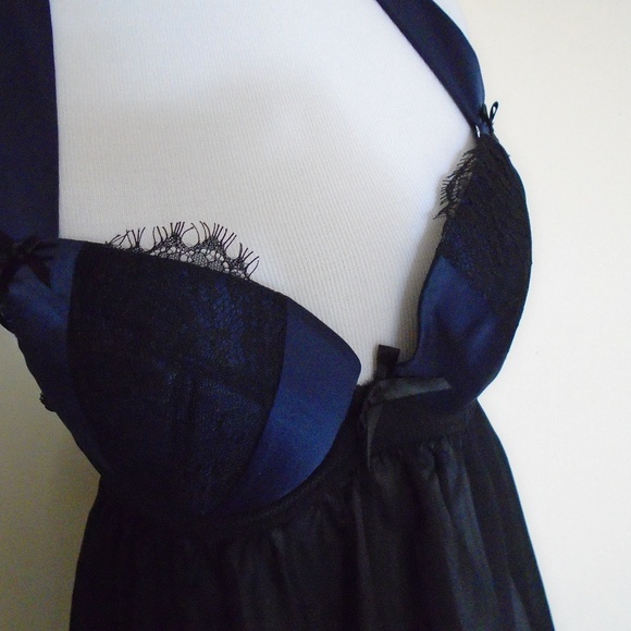 Ann Summers Halter Navy Black Babydoll Size UK 14 - Picture 3 of 6
